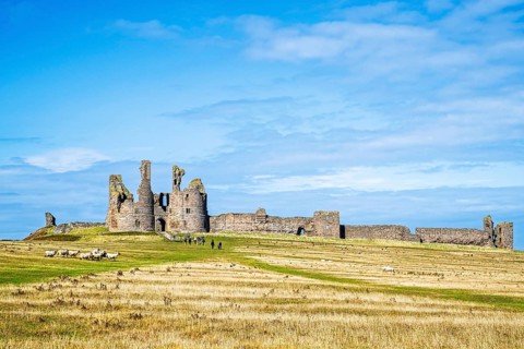 Ruins of Dunstanburgh Castle, Northumberland Coast, England, UK