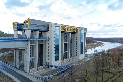 New boat lift, Oder-Havel Canal, Niederfinow, Brandenburg, Germany
