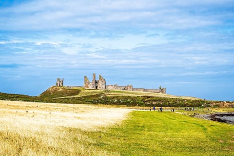 Ruins of Dunstanburgh Castle, Northumberland Coast, England, UK