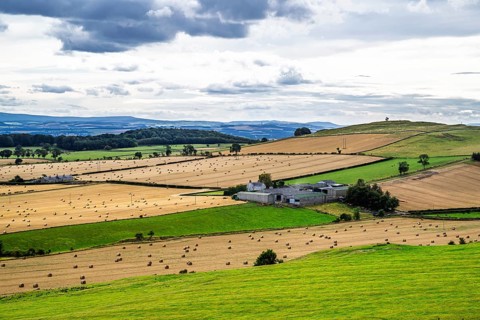 Scottish fields and farms, Southeast Scotland, UK
