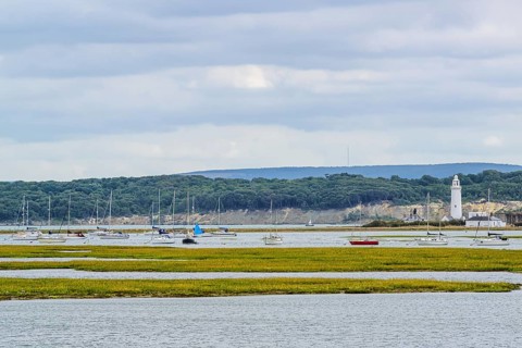Hurst Point Lighthouse and Hurst Castle, Hurst Spit, Milford on Sea, Lymington, Hampshire, UK