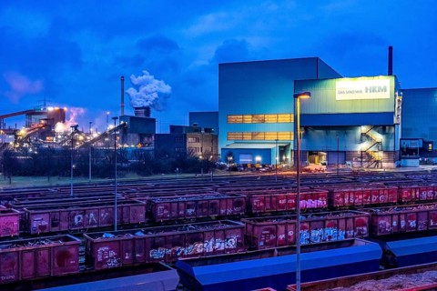 Hüttenwerke Krupp-Mannesmann, HKM in Duisburg, houses of the blast steel plant, coking plant,