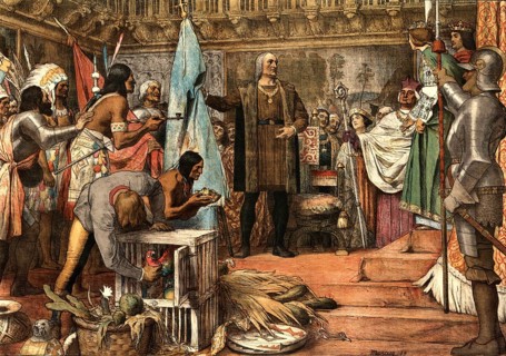 After his first return from America in 1493, Christopher Columbus was received triumphantly by the