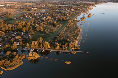 Lembruch, Lower Saxony, Germany, Dümmer See at the outflow of the river Lohne with banks, harbours,