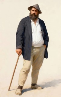 Portrait of Claude Monet, garden at Giverny, 1840 – 1926, French painter and founder of