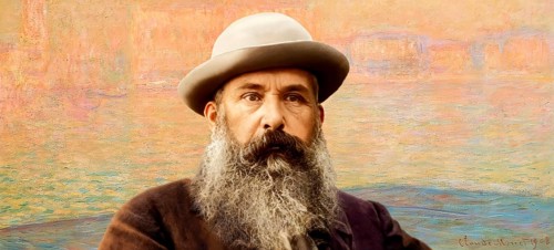 Portrait of Claude Monet, 1840 – 1926, French painter and founder of Impressionism, with his