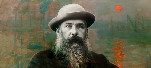 Portrait of Claude Monet, 1840 – 1926, French painter and founder of Impressionism, with his