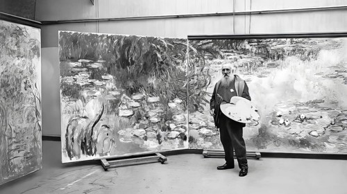 Portrait of Claude Monet, studio at Giverny, 1840 – 1926, French painter and founder of