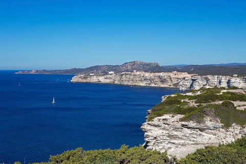 Ville haute or upper town on the Île de Fazio headland, medieval old town, Bonifacio, Corse-du-Sud