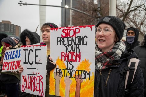 Detroit, Michigan USA - 10 January 2026 - Activists rally to protest the killing of Renee Nichole