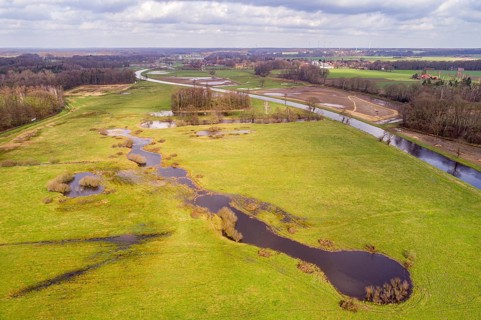 Hunte near Colnrade in winter with new biotopes, Conrade, Lower Saxony, Germany