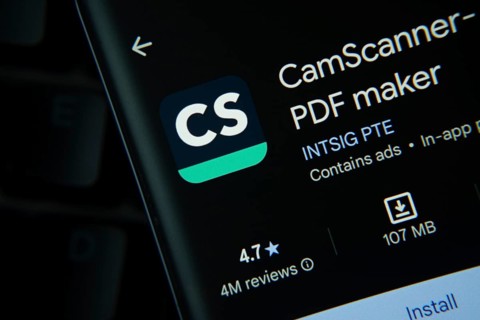 Dhaka, Bangladesh- 27 July 2025: CamScanner app from Google Playstore is displayed on a smartphone