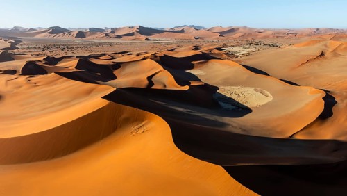 Aerial view, Dramatic sand dunes in the Namib Desert, Namib Naukluft Park, Namibia