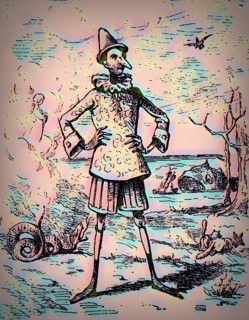 Front cover of the first edition 1883 by Enrico Mazzanti, fairy tale novel The Adventures of