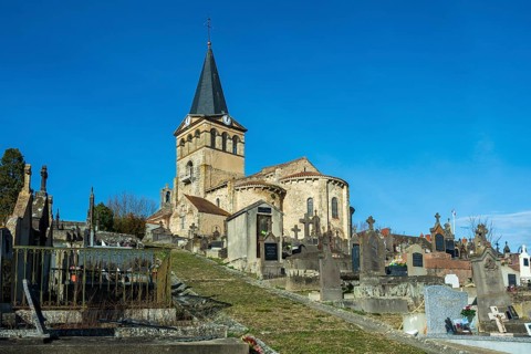 St Mazeran's Church of Bout-Vernet. Allier department. Auvergne Rhone Alpes. France. Europe