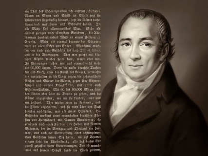 Tait with a text from the book Erzählungen des rheinländischen Hausfreundes, Johann Peter Hebel,