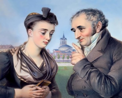 Portaits of Elisabeth Baustlicher with Johann Peter Hebel, 1760 - 1826, German poet, Protestant