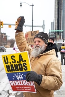 Detroit, Michigan USA, - 3 January 2026 - Activists rally in downtown Detroit to protest President