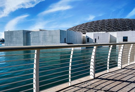 Louvre Abu Dhabi architecture, art museum by French architect Jean Nouvel, buildings on Saadiyat