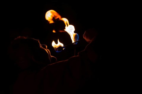 Fire Breather, Raunacht, Winter, Waldburg Castle, Waldburg, Allgäu, Baden-Württemberg, Germany