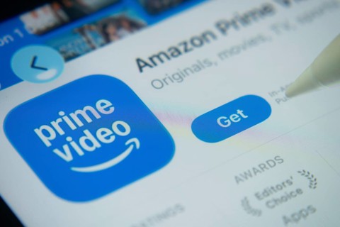 Dhaka, Bangladesh- 01 Dec 2025: A close-up of the Amazon Prime Video app icon in the App Store on