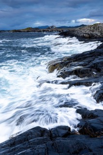 Raging water at Storseisund Bridge, Atlantic Road, Atlanterhavsveien, Karvag, Vevang, West Coast,