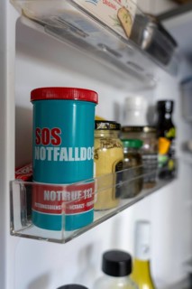 Emergency box in a refrigerator, it contains a comprehensive information sheet which gives