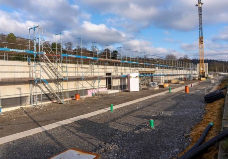 Construction site of the new regatta stand at Lake Baldeney in Essen, North Rhine-Westphalia,