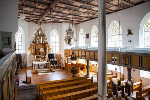 Inner view, Saint Giles or market church St. Aegidien, Osterode, Upper Harz region, Lower Saxony,