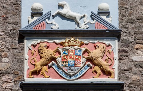 Alliance coat of arms of the House of Welf with Saxon Steed, Welf Castle of Herzberg, Herzberg am