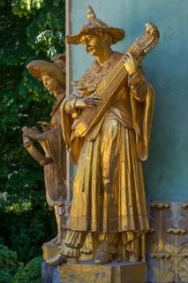 Golden sculptures as façade decoration from the Chinese House, Sanssouci Park, Potsdam