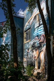 Graffiti on the former US eavesdropping facility on Teufelsberg in Grunewald, Berlin, Germany