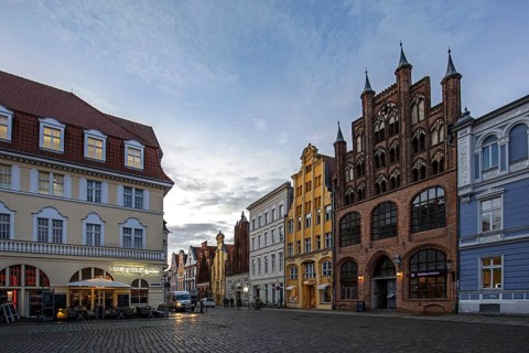 Houses in the historic old town of Stralsund, UNESCO World Heritage Site, Mecklenburg-Western