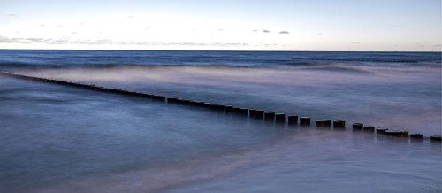 Grooves in the sea, panorama, long exposure, Zingst, Fischland-Darß-Zingst, Western Pomerania