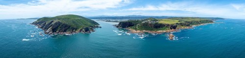 Aerial view of coast and landscape near Knysna, Knysna Heads, South Africa