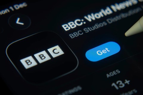 Dhaka, Bangladesh- 01 Dec 2025: A close-up of the BBC app icon in the App Store on an iPad screen