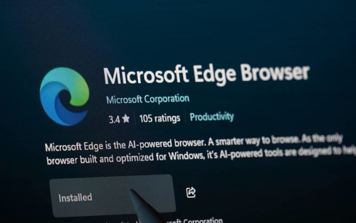 Dhaka, Bangladesh- 19 Sep 2025: A close-up of the Microsoft Edge app from the Microsoft Store is