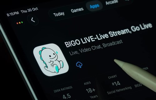 Dhaka, Bangladesh- 30 Oct 2025: Bigo Live app displayed on a iPad screen in dark mode with a