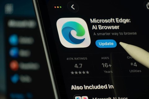 Dhaka, Bangladesh- 24 Oct 2025: A iPad screen displaying the Microsoft Edge app on App store