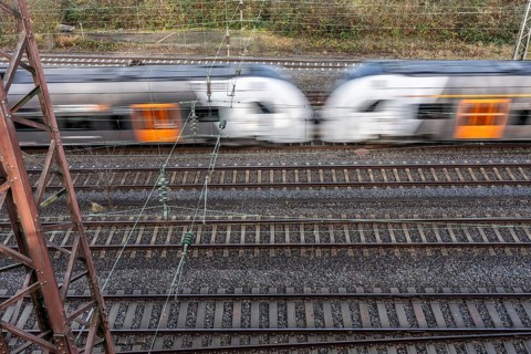 RRX, Rhein-Ruhr-Express, regional traffic, on the route east, in front of Essen main station,