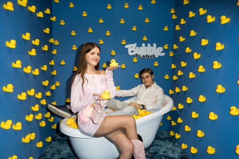 Leni Summer and Tyler von Jascheroff at the opening of Bubble Planet - The Adventure Museum for All