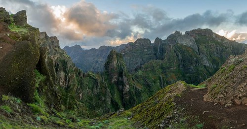 Sunset at Pico do Arieiro, hiking trail PR1, Madeira, Portugal