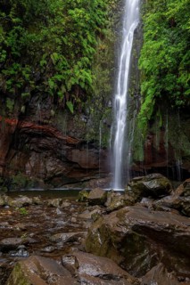 Cascata das 25 Fontes river and waterfall, 25 springs, hiking trail PR6, Levada das 25 Fontes,