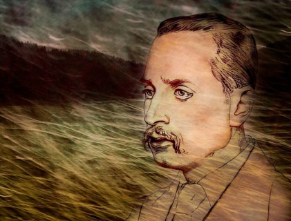 Portrait of Rainer Maria Rilke, 1875 – 1926, Austrian poet and novelist, based on a sketch by Emil