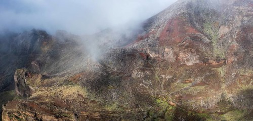 Aerial view, clouds of fog, mountains, Madeira, Portugal