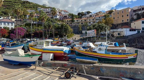 Camera de Lobos fishing village, harbour with fishing boats, Madeira, Portugal