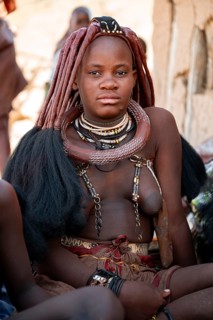 Portrait, Himba woman, traditional Himba village, Kaokoveld, Kunene, Namibia