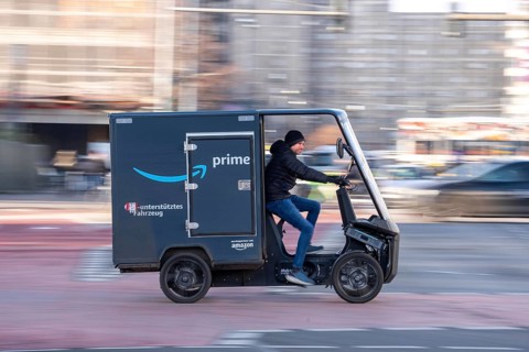 E-cargo bike, e-cargo bike delivery vehicle, pedal drives with e-motor assistance, from the