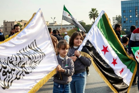 Damascus, Syria. November 28, 2025: Thousands of Syrians gather in Umayyad Square in central