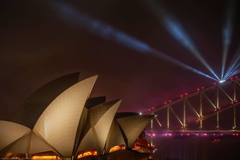 Sydney 2021 Australia Day fireworks in the harbor
